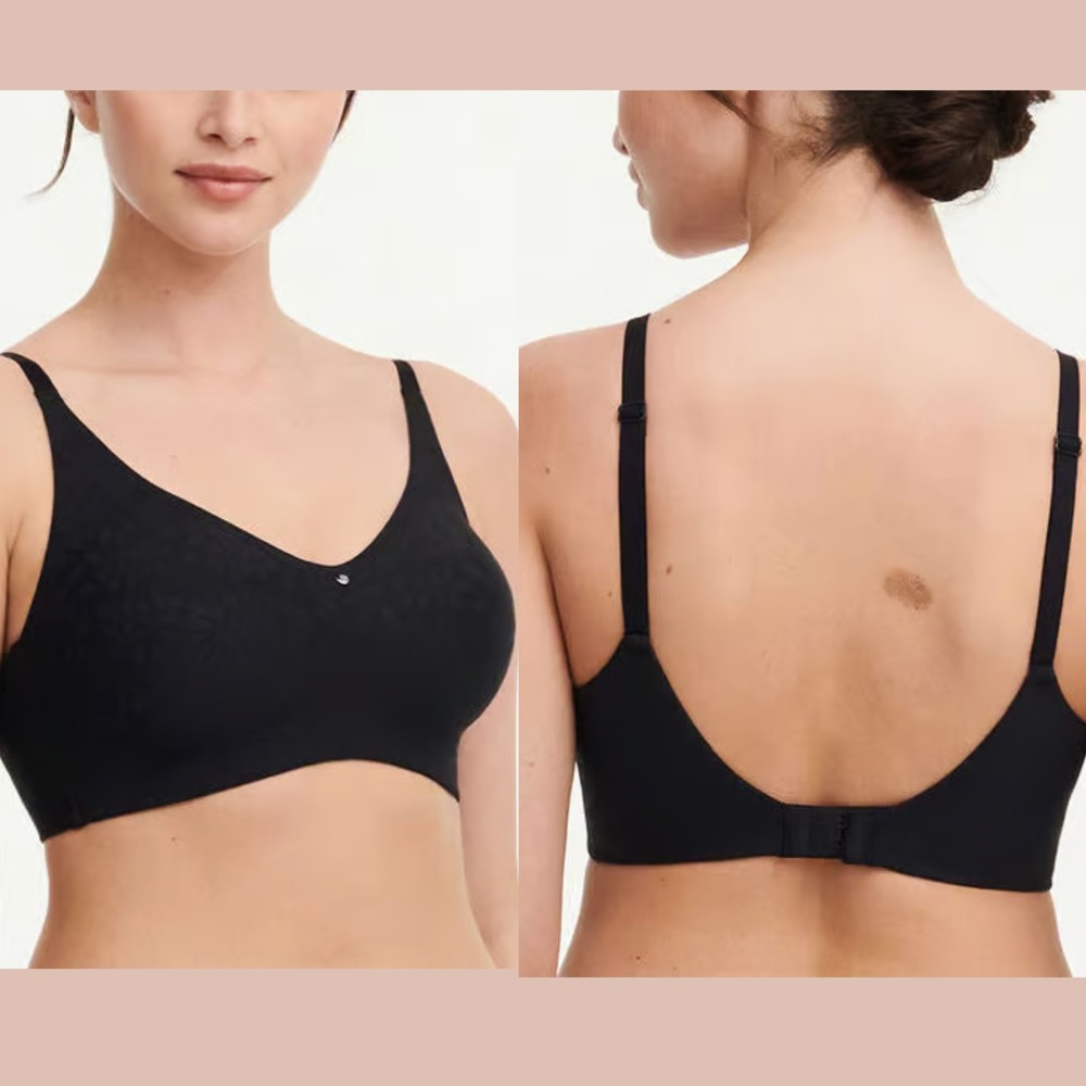 NWT $88 Chantelle [ 34D US] Back Smoothing Wireless Full Support Bra Black U1605
